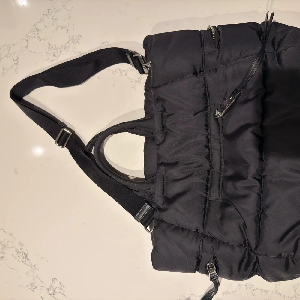 Prada Tessuto Bomber Bomber Tote Bag 2-Way Shoulder Nylon Leather Black - Picture 2 of 6